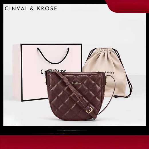 Сумка Cinvaikrose для женщин Новый стиль в этом году популярная ретро -седловая сумка 2025 Ковпояж с бриллиантовым пакетом коричневый цвет День святого Валентина подарок + подруга