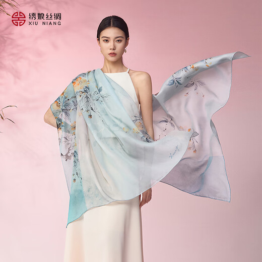 
Embroidered silk Suzhou long silk scarf gift box 100% mulberry silk silk scarf shawl for women thin 2025 spring and autumn summer scarf
