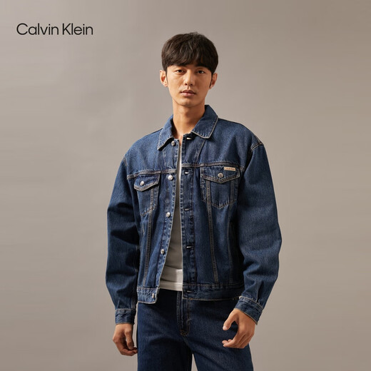 Calvin KleinCK Jeans Chaqueta vaquera de algodón retro americana clásica de otoño para hombre 40EM719 E5D-Denim Blue XS