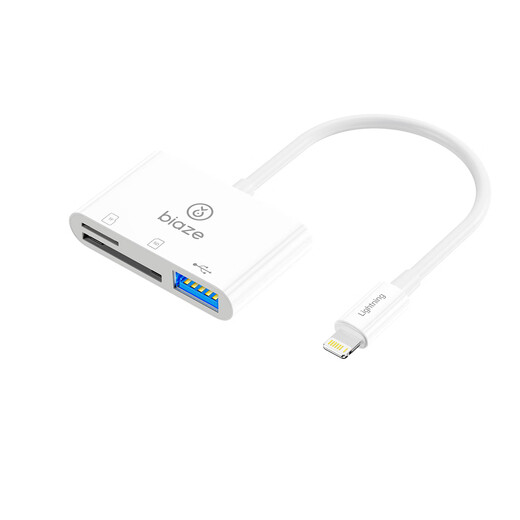 
Biyaz Apple otg adapter card reader Lightning to SD/TF card/memory card USB external USB disk mouse card reader three-in-one converter OTG adapter