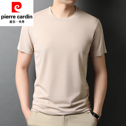 Pierre Cardin Mulberry Seidenmodal kurzärmelige Männer 2025 SOMMER FARBE MEN RUND HALS CLASSIEREN Dünn T-Shirt Cool Seiden T-Shirt 7031 Hellgrün M 48/105/165 Vorschlag 100-120jin [Jin gleich 0,5 kg]