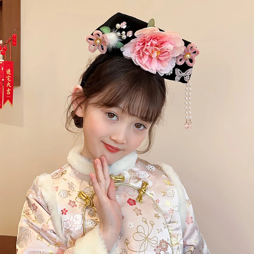 Lingmeng children's princess hairband, retro noble flag head costume accessories, palace style Hanfu head costume accessories, Taoyao princess hairband 1 piece