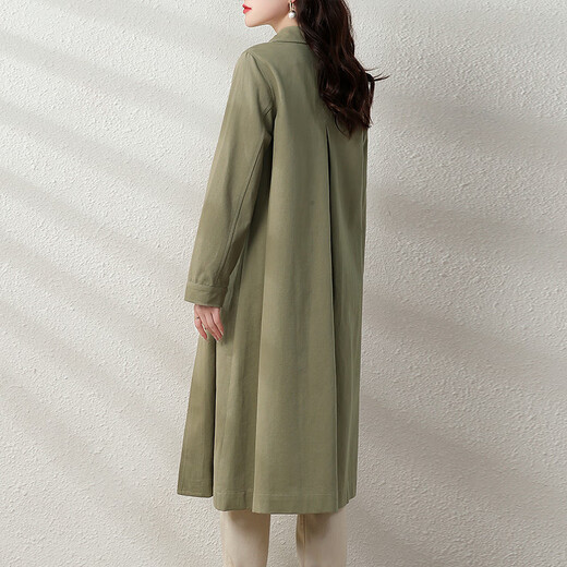 
AEMAPE light luxury fashionable mid-length windbreaker jacket for women 2024 spring and autumn new atmospheric casual loose single-breasted coat khaki M