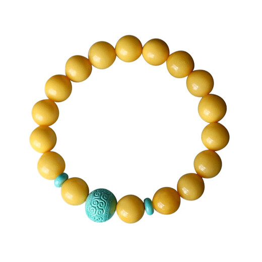 Chi Pan beeswax amber bracelet turquoise accessories old honey chicken oil yellow single circle women's bracelet elegant simple jewelry accessories beeswax bracelet beads about 8mm
