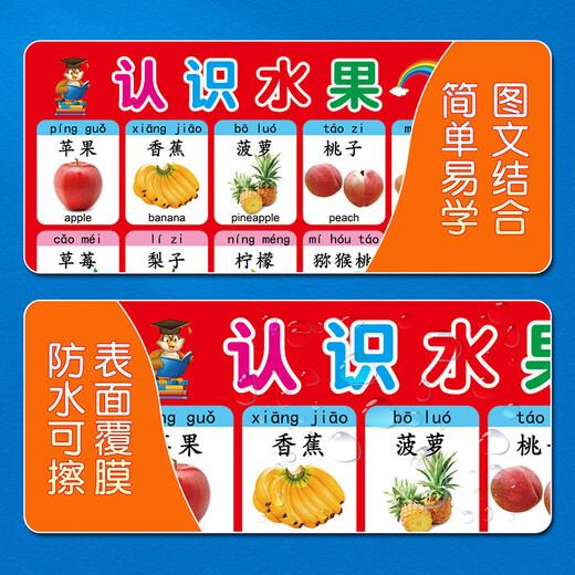 Baby -Obst- und Brettdiagramme zum Verständnis von Kindern, Gemüse und Tieren, Transport, kognitiver Dekorationsplakat, Wandaufklebermalerei, Farbverständnis, extra große Breite, 70 hoch, 90 cm Kleberaufkleber