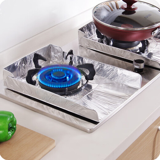 Yu Yi kitchen gas stove thickened aluminum foil gas stove gas stove tin foil high temperature resistant cleaning pad greaseproof paper 10 pieces 33*41* (hole 10cm can be cut)