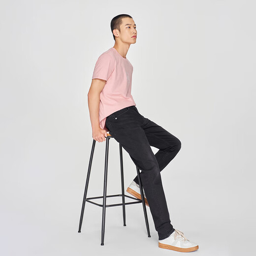 Lee25 spring and summer new product 723 slim mid-waist straight five-bag black gray men's jeans black gray 34