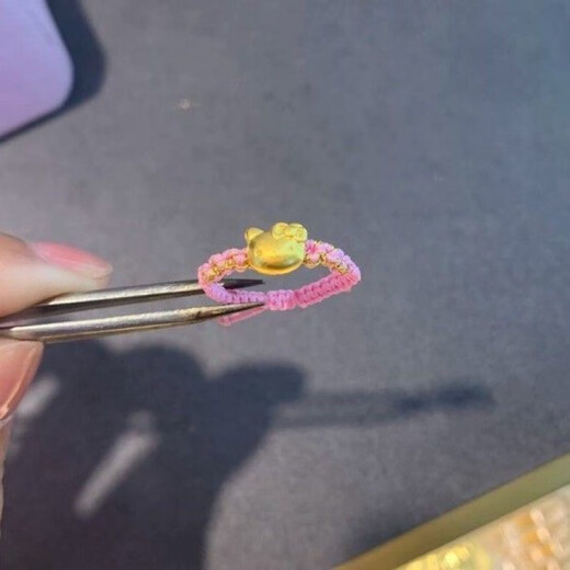 OKZ Gold Hello Kitty Hello Kitty pure gold 999KT cat ring woven gold-plated ring as a gift for your girlfriend Type A gold KT cat ring 0.56g