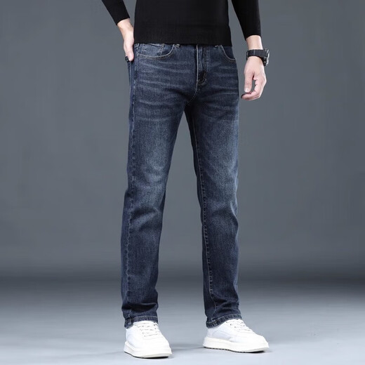 
JEEP SPIRIT brand jeans men's spring and autumn new slim straight men's pants stretch versatile men's high-end casual long trousers 1048 blue 29 waist circumference two feet two