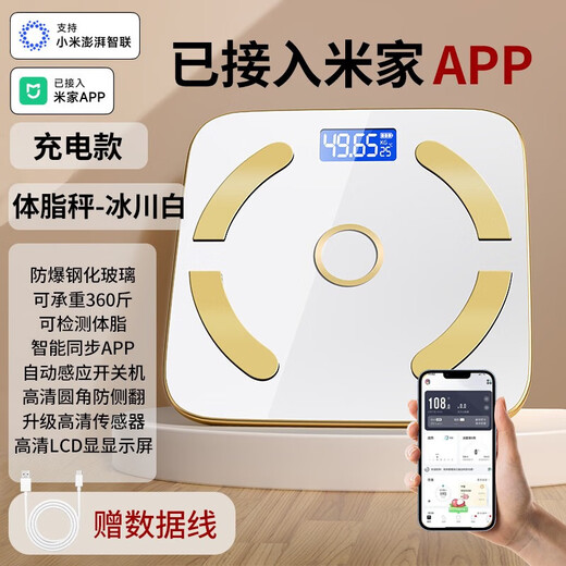 【已接入米家APP】智能体脂秤体重秤家用电子秤人体秤减肥必备蓝牙智能精准体脂秤 【充电款-体重秤】冠军推荐