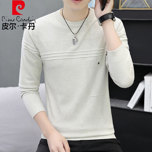 Pierre Cardin (pierre cardin) knitted long-sleeved T-shirt men's thin slim fit autumn clothes trendy casual round neck bottoming shirt autumn clothes Huashi about 110-130Jin Jin equals 0.5kg can be worn L