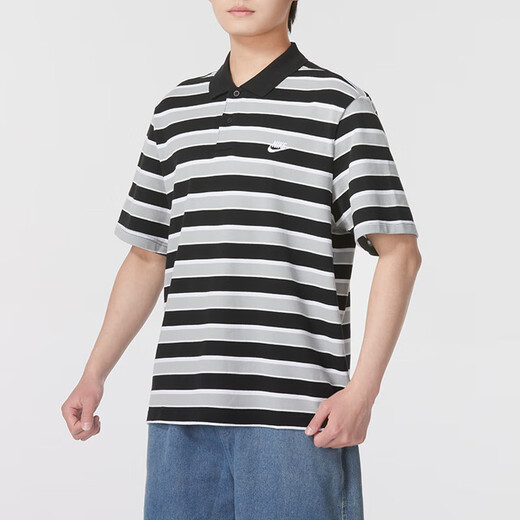 耐克（NIKE）男装 2025秋季新款运动服潮流时尚条纹短袖舒适透气翻领POLO衫 FN3897-010 M