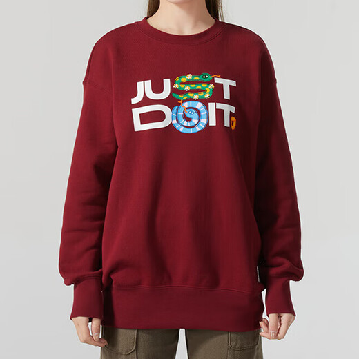 耐克（NIKE）卫衣外套女装春秋季新款运动服针织加绒圆领休闲上衣套头衫FN3655 HV8462-677红色新年款 M