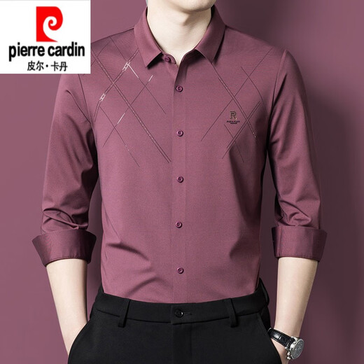 Pier Cardin High-End-Tochter Hochzeitskleid Papa Outfit Langarmed Shirt Junge mittleren Schwiegervater mittleren Alters Hochzeits Bankett Kleid Zodiac Year Red Shirt Red 6627 M 165/105