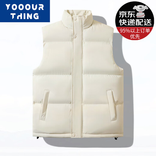YOOOURTHING棉马甲男女秋冬季加厚保暖背心男修身立领潮流无袖坎肩外套 黑色 XL (建议110-135斤)