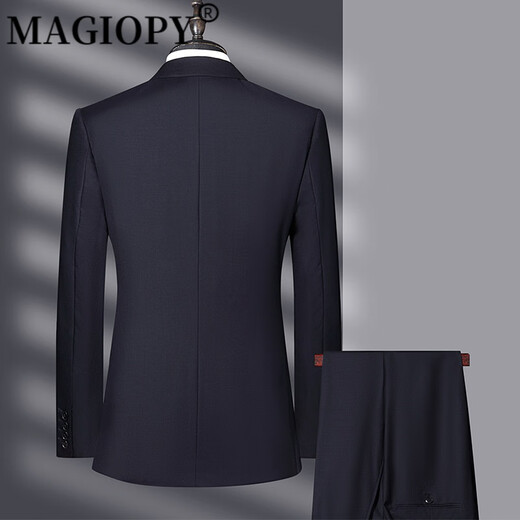 MAGIOPY light luxury high-end brand men's high-end wool suit suit men's business formal wedding groom's dress navy blue M 170