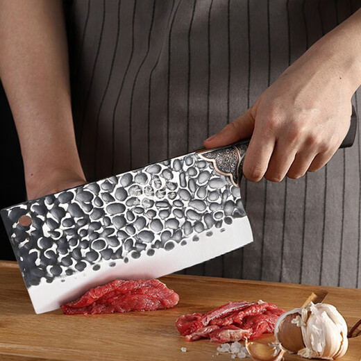 厨博手工锻打祥云纹家用斩切刀加厚砍骨刀锋利切片刀菜刀免磨厨房 一把