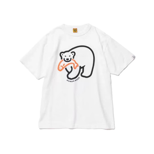 Customized Spot Humanmade Japaner Sommer Schwergewichtiges Bambus Gelenkbärte Polarbär gedruckt kurzärmelig T-Shirt Japanisch Kurzes T-Shirt Weiß 3882 L 1