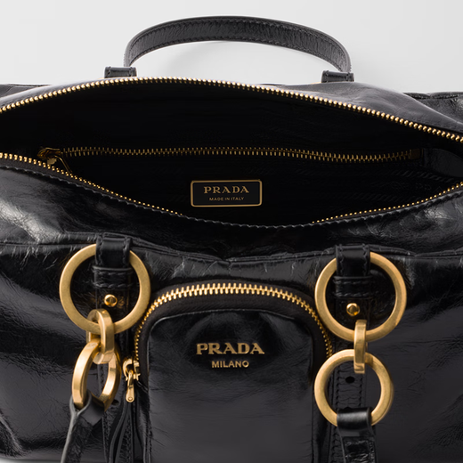 PRADA/Prada gift women's Prada Dangle medium calf leather handbag black