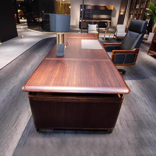 Hanjitangyu high-end solid wood desk high-end business boss desk and chair new Chinese style general manager desk office president desk 2.4 meters executive desk GM-01D24