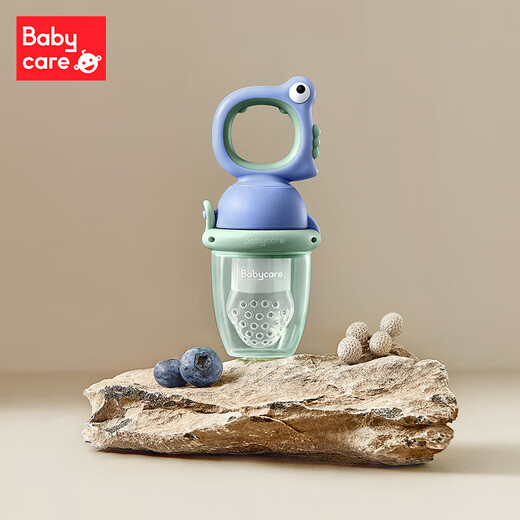 BY BABYCARE Baby Bite Bag Baby Eats Fruit Complementary Food Artifact Fruit and Vegetable Fun 6 Months and Over 1 Year Old Can Push Full Silicone Vog Powder - Free Chain Drop Prevention + 1 Pack Total 2 Mesh Bags