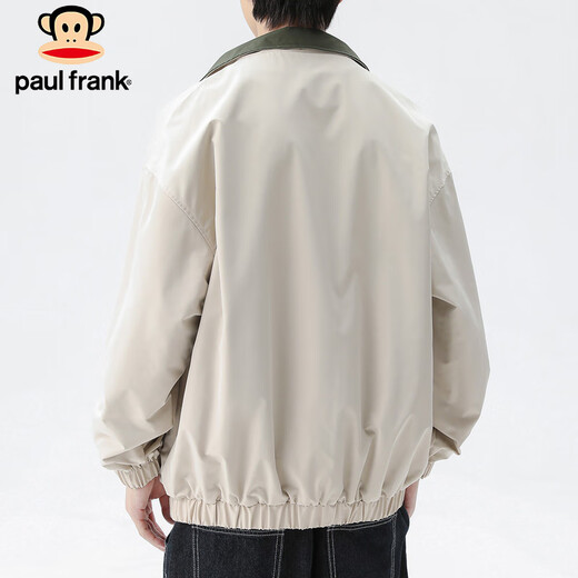 Paul Frank Jacket Men's Reversible Jacket Men's Autumn Casual Loose Windproof Top Trendy Men's Khaki XL