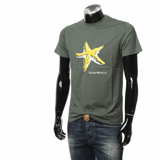 ARMANI/阿玛尼 EA 男士时尚印花休闲短袖圆领T恤 EM000574 AF12347 褐色 F6019 M