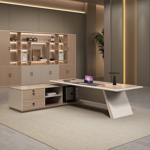 Litang high-end lacquered office desk boss table light luxury desk simple modern high-end manager office president table 2.0 meters boss table + chair