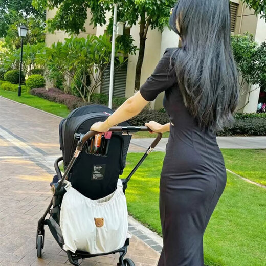 吧啦猪ins韩版婴儿推车收纳挂包外出奶瓶尿布收纳袋遛娃神器置物储物袋 黑色松鼠挂袋 尺寸40*70cm