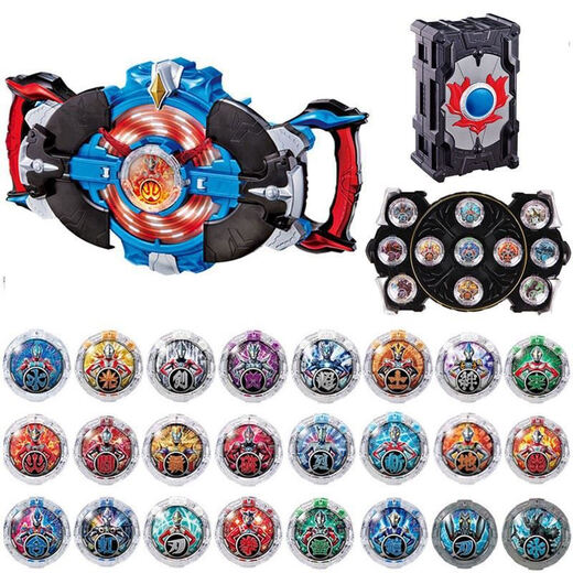 Strange King Ultraman Rob Transformer Crystal Toy Spin Flash Carrot Head Dart Light Wheel Blue Rosso Set Summon Ultraman Rob Transformer + 4 Crystals