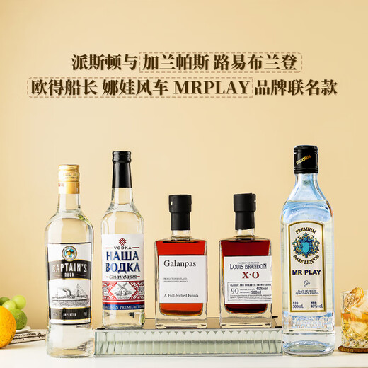 派斯顿（PASSTON）洋酒组合端午节调酒套装基酒威士忌白兰地朗姆酒金酒伏特加五支装