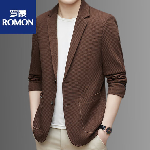 ROMON new suit men's slim small suit casual and versatile Korean style handsome trendy solid color business spring and autumn suit jacket two buttons 1819 light gray (top) 2XL 135-145Jin Jin equals 0.5 kg