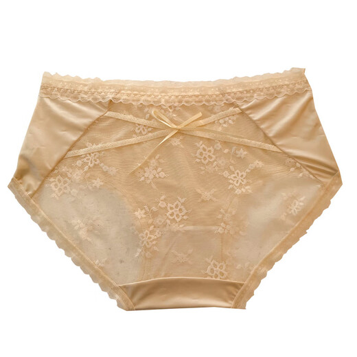 Ropa interior de encaje de 4 pares Ckped femenina pura malla francesa transparente transparente hembra sin rastro media mujer calzoncillos y3883-negros + rosa + color de piel 3 xl adecuado para 120-140Jin [Jin equivale a 0.5 kg]