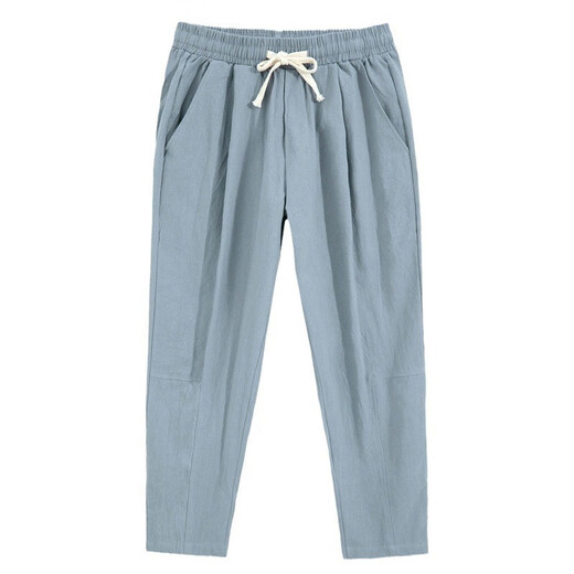 Fox Donkey Fox Nouveau pantalon chinois en coton et en ligne Men Men Fin Loose Wide Jambes Coton et ligne Pantalon décontracté simple Pantalon Cropped Men Green XL