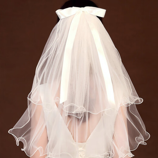 Sweet spots white veil headdress get marriage proposal photo props bride marriage engagement registration main wedding dress female puffy yarn
