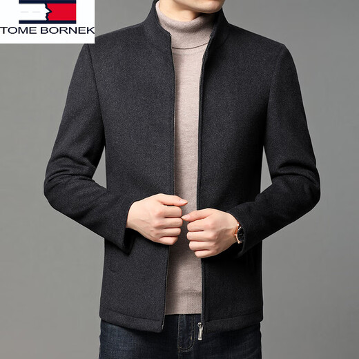 Tommy Hee Kelly Authentic Men's Stand-up Collar Woolen Short Business Casual Otoño e Invierno Red Wool Chaqueta Blue oscuro 170