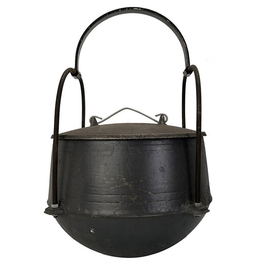 Altstil traditionelle Gusseisenstativstativtopf Gusseisen dicke Stativtopf Hangtopf Reis Eintopf Eisen-Topf-Topf Reis gekochte Stativtopf Top Topf 826 cm Durchmesser verdickter runder Bodenstativschraube Griff 0
