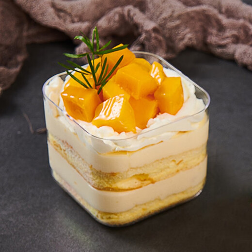 Mousse cup pudding cup food grade plastic disposable cup with lid transparent wood chaff cup square transparent 300ml generous cup 600 pieces