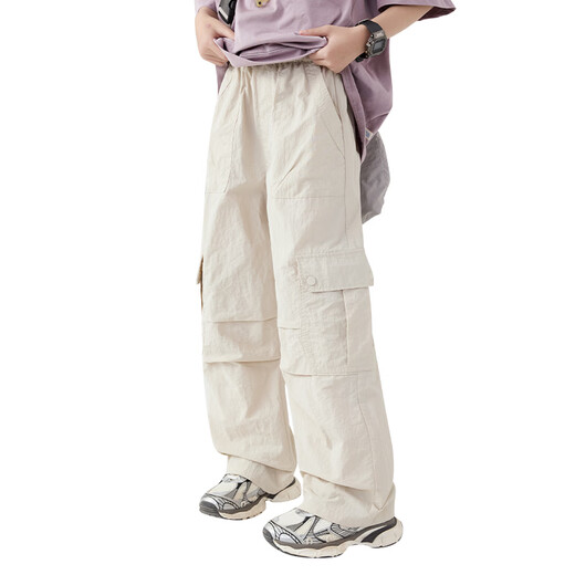
NICKYBABY girls' labor pants spring and autumn cool style children's spring pants 2025 new style big children's mountain wide-leg sports pants 15265 apricot color + 15266 blue 120