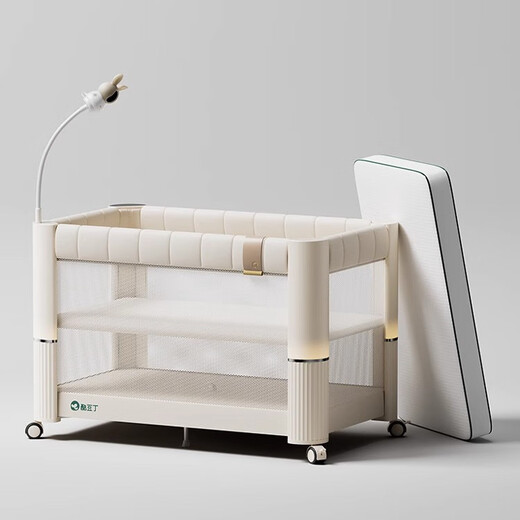 
Cool Douding baby multi-function foldable smart newborn cot splicing large bed movable children's bed diaper table baby bed cloud deep sleeping bed + memory foam 4D mattress + camera