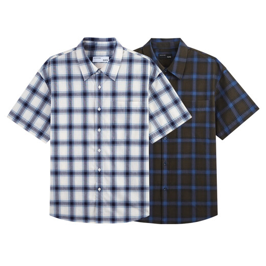 Gxg oleg conception chemise à manches courtes décontractée pour hommes de 24 ans Plaid gris d'été 185 / xxl