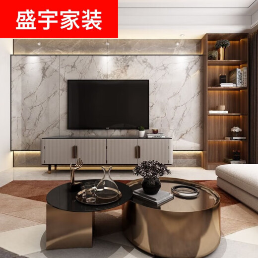 电视背景墙瓷砖北欧风格现代简约大理石地台岩板大板9001800 整套背景墙#XPo679 7-10