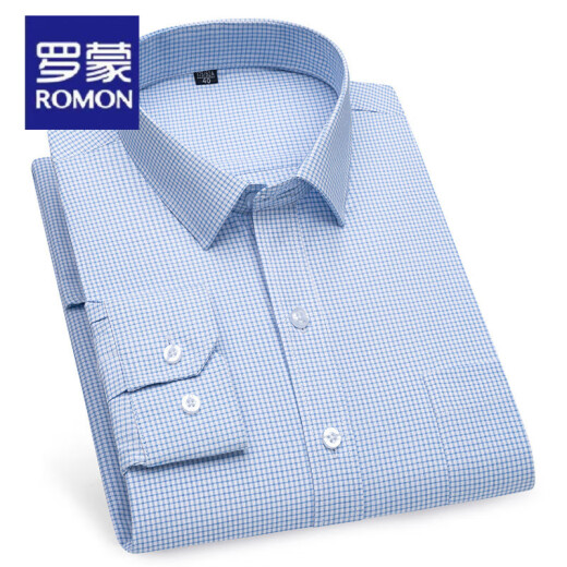 罗蒙（ROMON）条纹百搭中青年职业通勤长袖衬衫春秋季新款日常休闲商务男士衬衣 6627 45 适合195-210斤