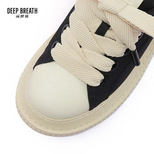 DEEP BREATH Deep Breath Women's Shoes Lightweight Low Top Strap Casual Comfortable Canvas Bread Shoes AX12244 Black Rice 36