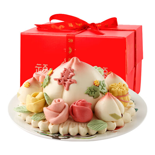 Imperial Tea Kitchen Style Noodle, Longevity Peach Blossom Bun 1.25kg Steamed buns, desserts, flower cake gift box, birthday cake gift