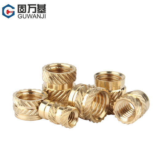 Guwanji injection molded hot-melt copper nut M2M3 through-hole knurled nut soil eight-character embedded copper insert copper flower mother national standard M2x3x3.2 50 pieces