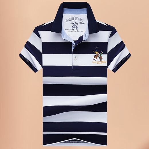 Meister Polo gestreift kurzärmelig Polo-Shirt Herren Sommer Dünn Paul T-Shirt Offizielle Marke Luxus Casual Business im mittleren Alter 3882 Green Stripes 4xl