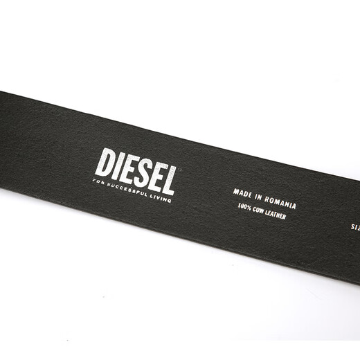 DIESEL Unisex Silver Logo Leather Belt 70 Black Valentine's Day Gift for Boyfriend or Girlfriend