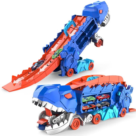 Yongjule Children's's Tyrannosaurus Dinosaur Dévoration de la voiture de piste Touet éjection déformée Car garçon 3 à 6 ans