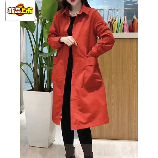 Chujing Casual Temperament Mid-Length Windbreaker Women's 2025 New Korean Style Loose Fashionable Western Style Versatile Thin Jacket + Black + New Spring and Autumn Windbreaker M Recommended Weight 95-120 Jin Jin is equal to 0.5 kg